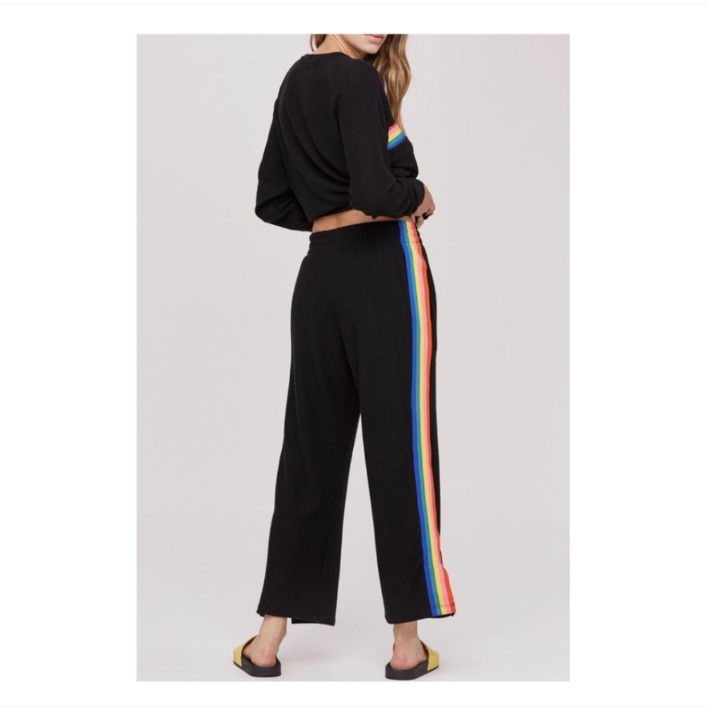 LNA Women's Flowy Sweats Pyjama Lounge Miller Pant - Black - Rainbow Sm… - Picture 2 of 10